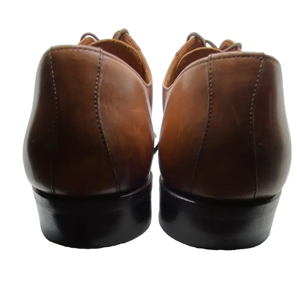 Magnanni 9803 Men’s 11.5 Cognac Brown Leather Lace Up Dress Shoes Made Spain